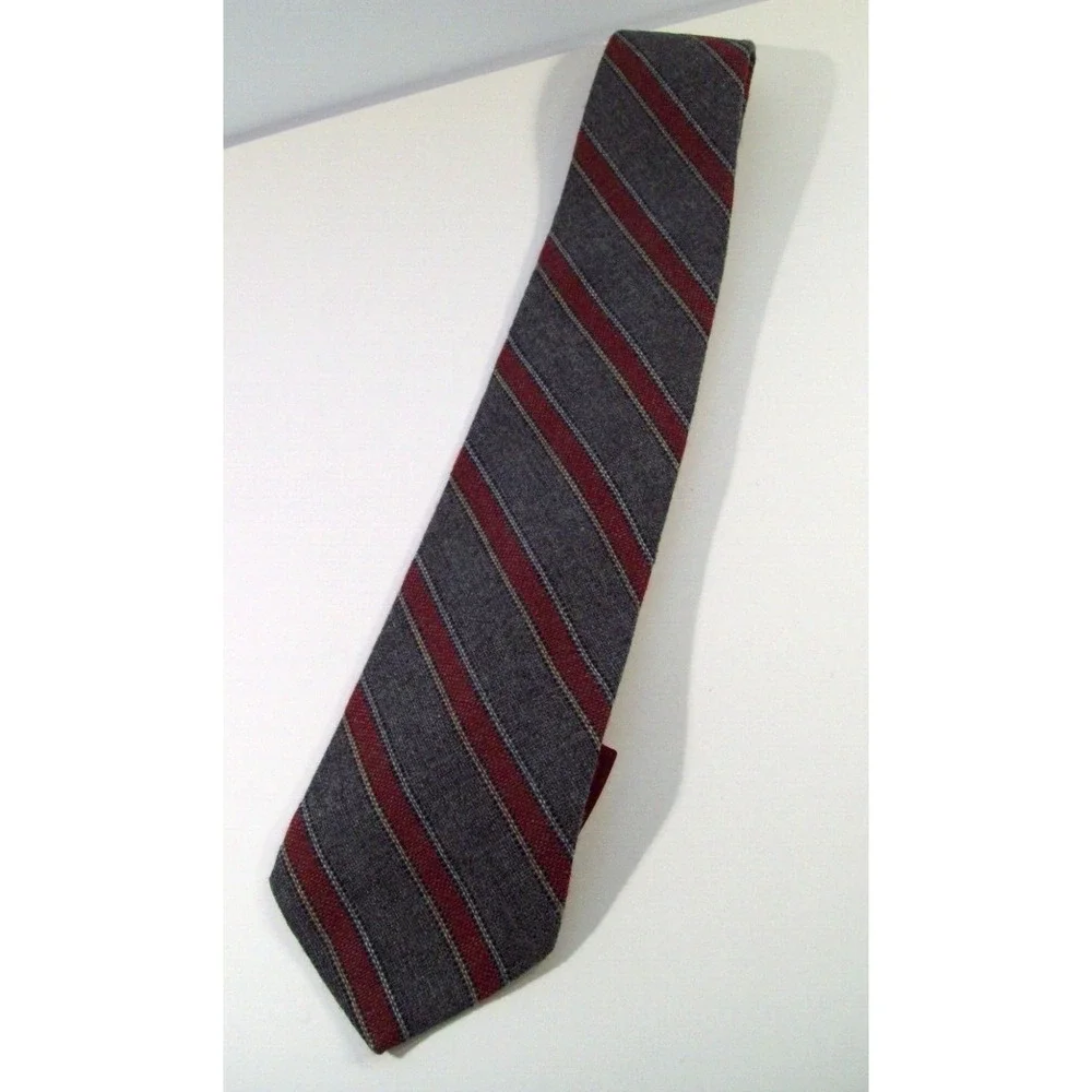 New Men's‎ Brittany Bay Wool Acrylic Neck Tie, Gray, Striped